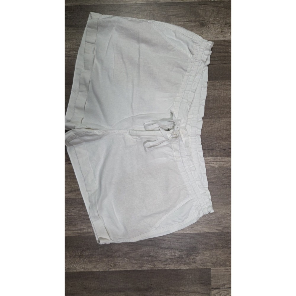 Old Navy Everyday Women's White Linen Blend Pullon Drawstring Shorts 16